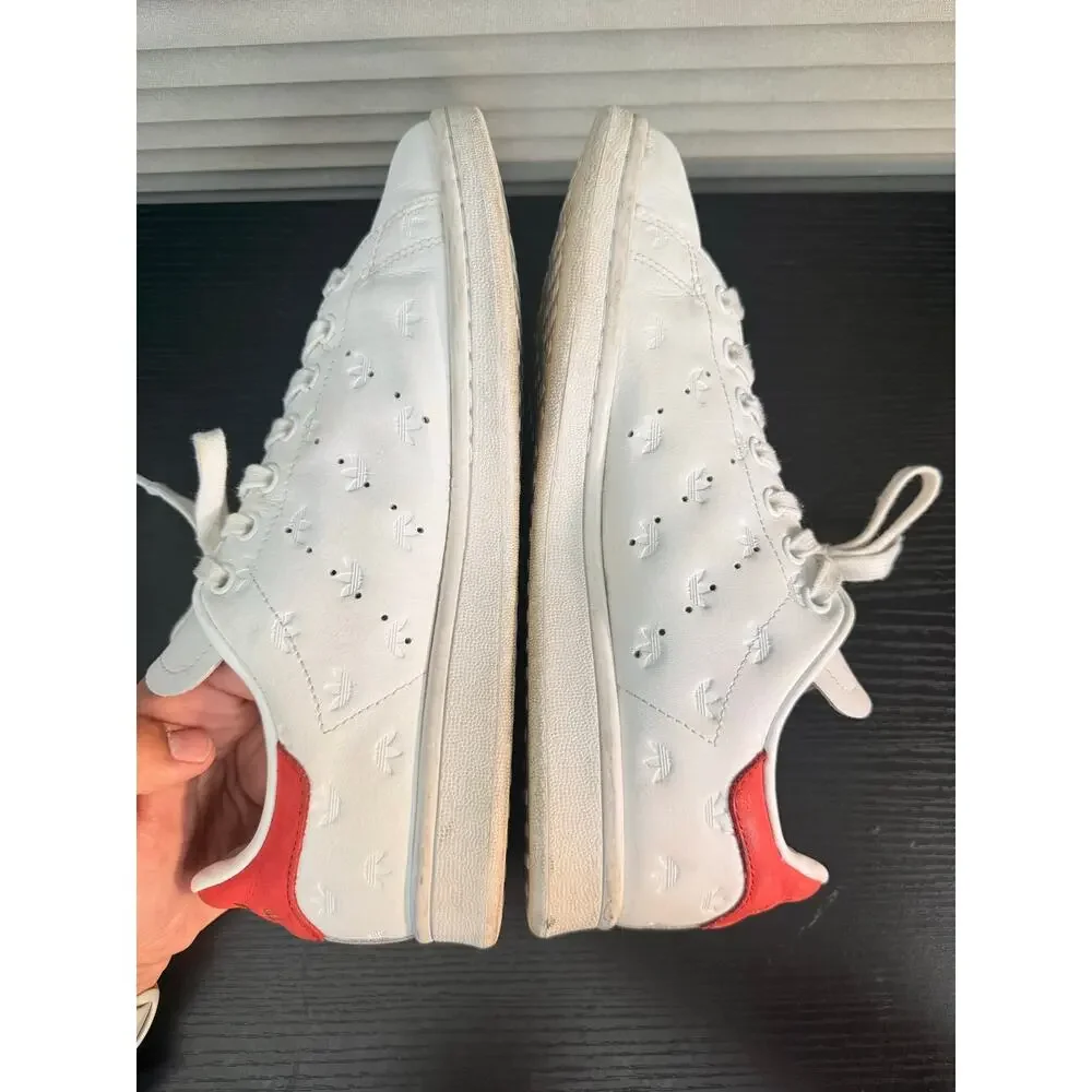 Adidas Stan Smith White Red Gold Trefoil Embossed Sneakers Men’s Size 10 Shoes